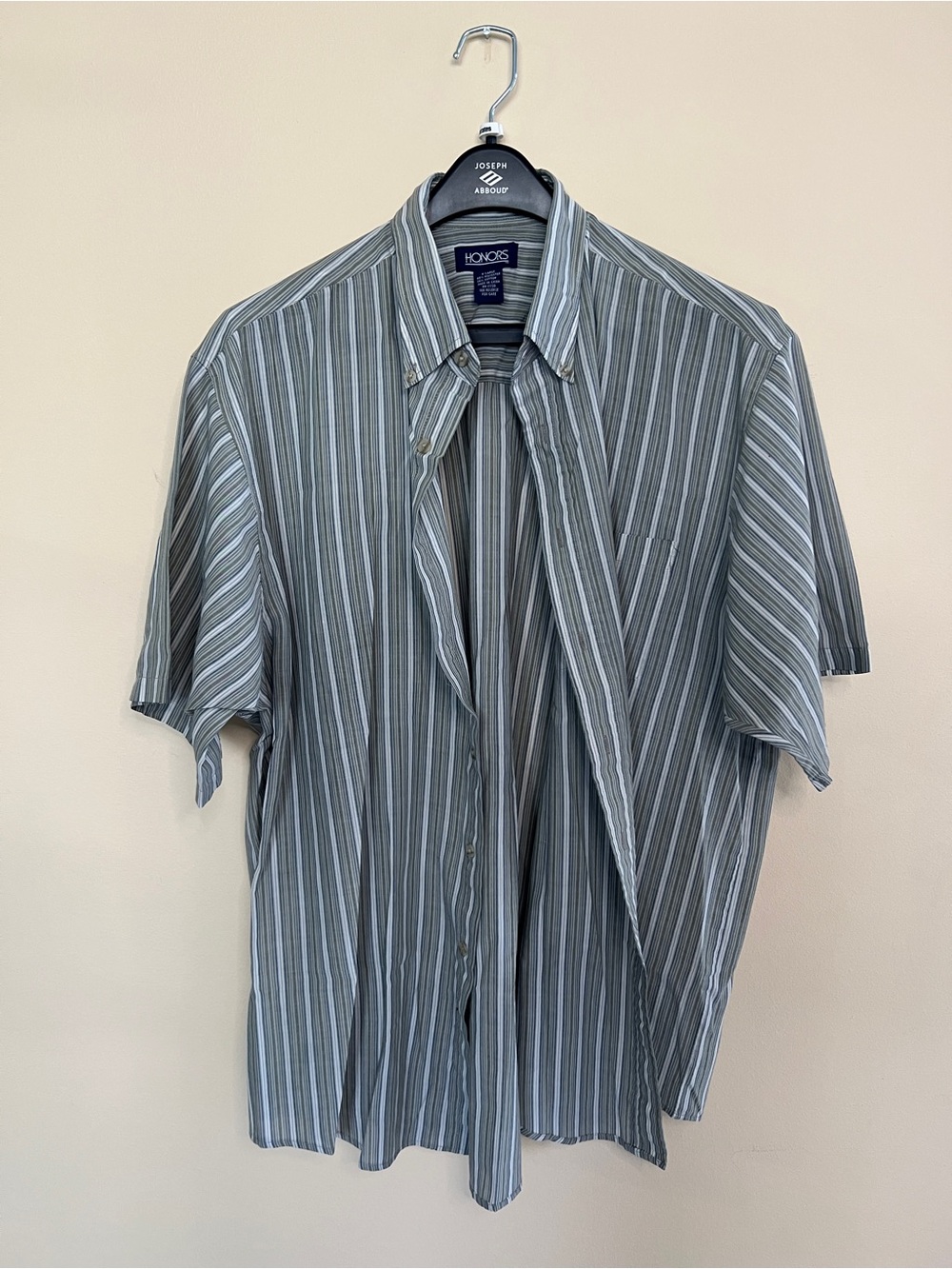 Men’s Short-Sleeve Striped Button-Up Shirt - Gray/white